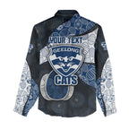 Personalized Geelong Cats Football Women Casual Shirt Easter Egg Pattern Blue Monochrome Tribal Dot Style