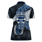 Personalized Geelong Cats Football Women Polo Shirt Easter Egg Pattern Blue Monochrome Tribal Dot Style