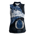 Personalized Geelong Cats Football Women Sleeveless Polo Shirt Easter Egg Pattern Blue Monochrome Tribal Dot Style
