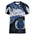 Personalized Geelong Cats Football Women V-Neck T-Shirt Easter Egg Pattern Blue Monochrome Tribal Dot Style