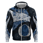 Personalized Geelong Cats Football Zip Hoodie Easter Egg Pattern Blue Monochrome Tribal Dot Style