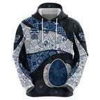 Personalized Geelong Cats Football Zip Hoodie Easter Egg Pattern Blue Monochrome Tribal Dot Style