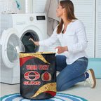Personalized Suns Football Laundry Basket Easter Egg Pattern Red Yellow Tribal Dot Art Style