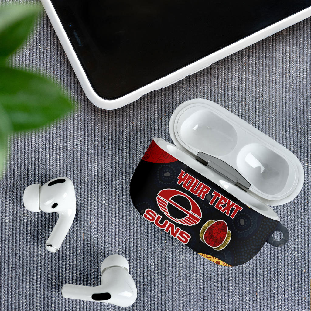 Personalized Suns Football AirPods Case Easter Egg Pattern Red Yellow Tribal Dot Art Style