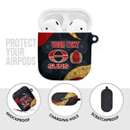 Personalized Suns Football AirPods Case Easter Egg Pattern Red Yellow Tribal Dot Art Style