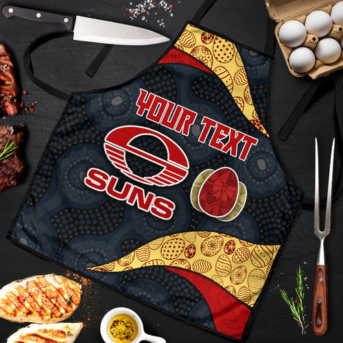Personalized Suns Football Apron Easter Egg Pattern Red Yellow Tribal Dot Art Style