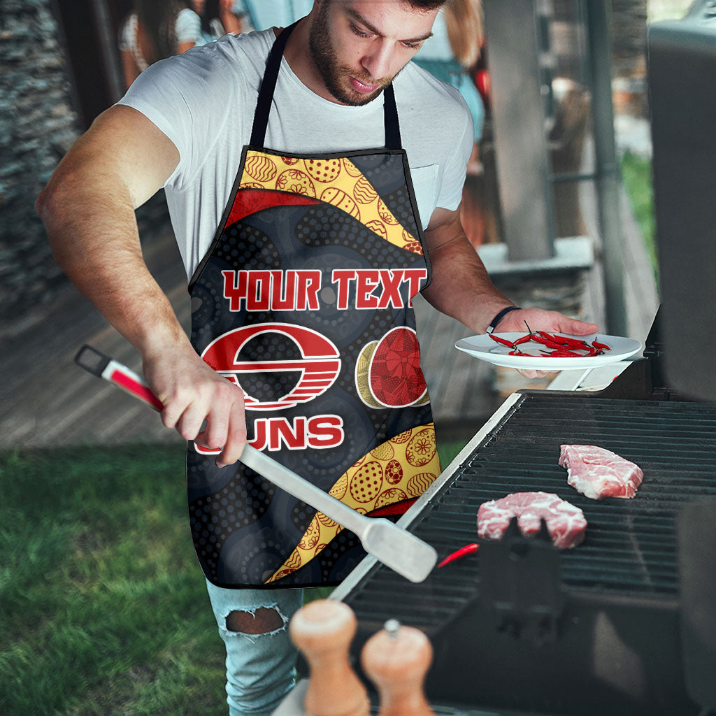 Personalized Suns Football Apron Easter Egg Pattern Red Yellow Tribal Dot Art Style