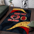 Personalized Suns Football Area Rug Easter Egg Pattern Red Yellow Tribal Dot Art Style