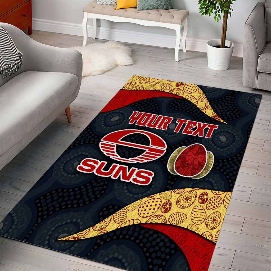 Personalized Suns Football Area Rug Easter Egg Pattern Red Yellow Tribal Dot Art Style