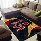 Personalized Suns Football Area Rug Easter Egg Pattern Red Yellow Tribal Dot Art Style