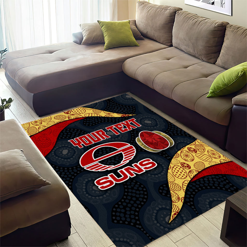 Personalized Suns Football Area Rug Easter Egg Pattern Red Yellow Tribal Dot Art Style
