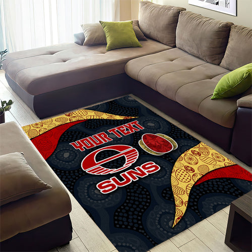 Personalized Suns Football Area Rug Easter Egg Pattern Red Yellow Tribal Dot Art Style