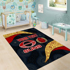 Personalized Suns Football Area Rug Easter Egg Pattern Red Yellow Tribal Dot Art Style