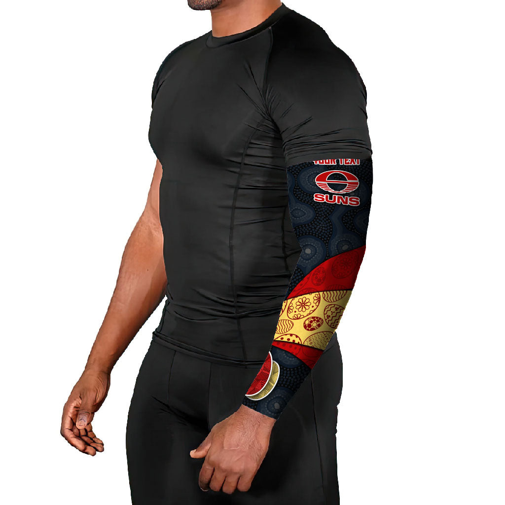 Personalized Suns Football Arm Sleeves Easter Egg Pattern Red Yellow Tribal Dot Art Style
