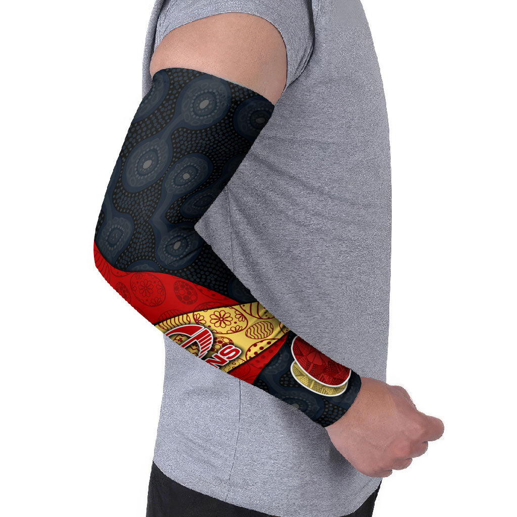 Personalized Suns Football Arm Sleeves Easter Egg Pattern Red Yellow Tribal Dot Art Style
