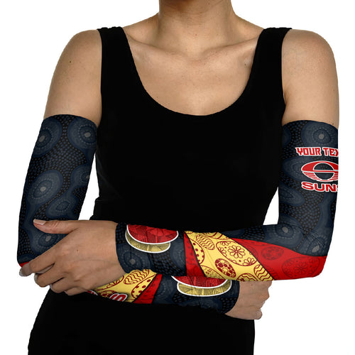 Personalized Suns Football Arm Sleeves Easter Egg Pattern Red Yellow Tribal Dot Art Style