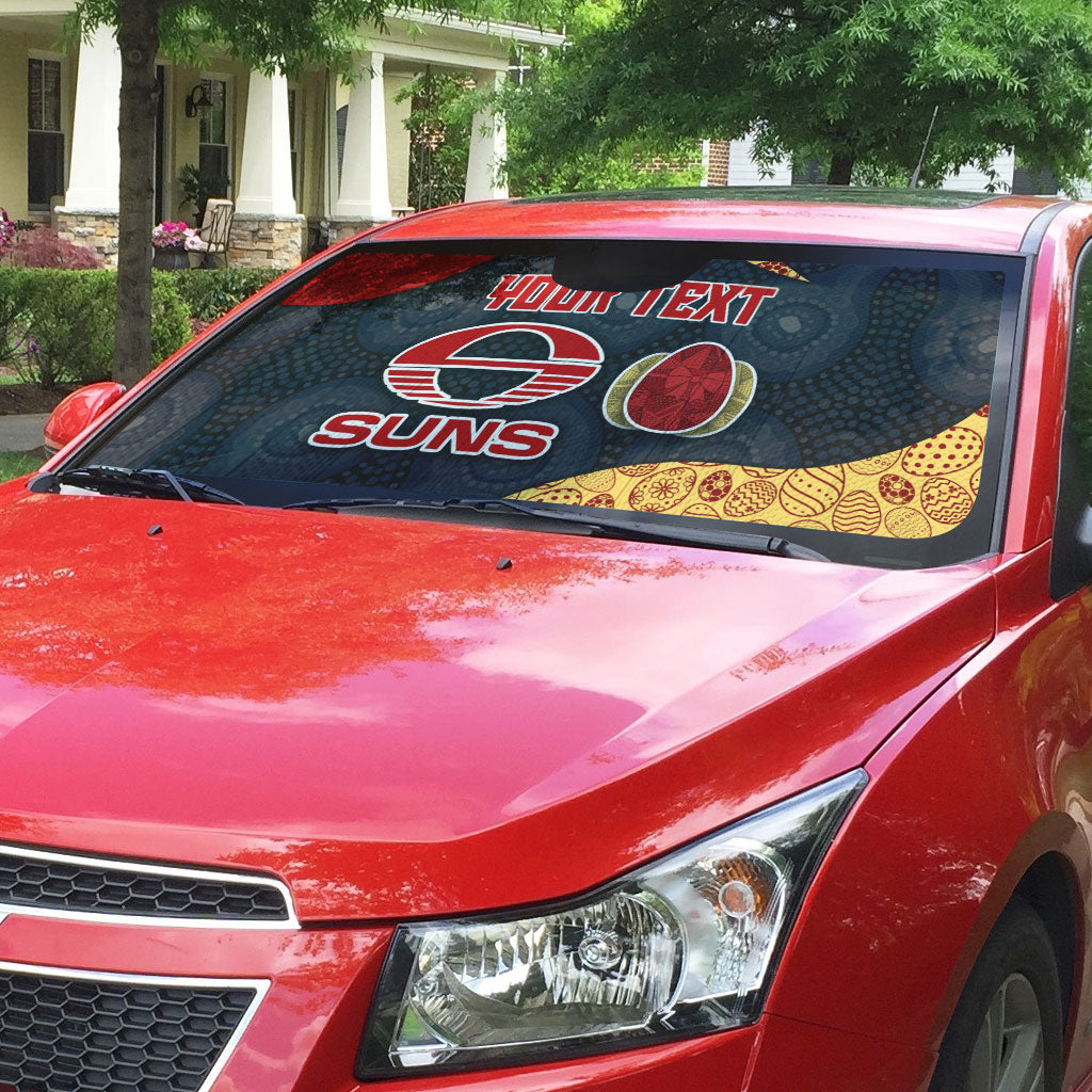 Personalized Suns Football Auto Sun Shade Easter Egg Pattern Red Yellow Tribal Dot Art Style