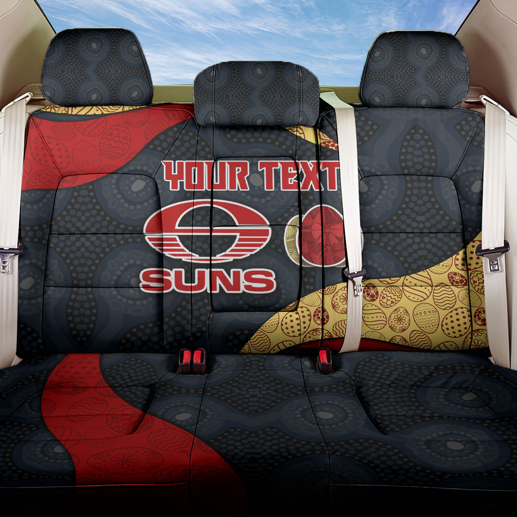 Personalized Suns Football Back Car Seat Cover Easter Egg Pattern Red Yellow Tribal Dot Art Style