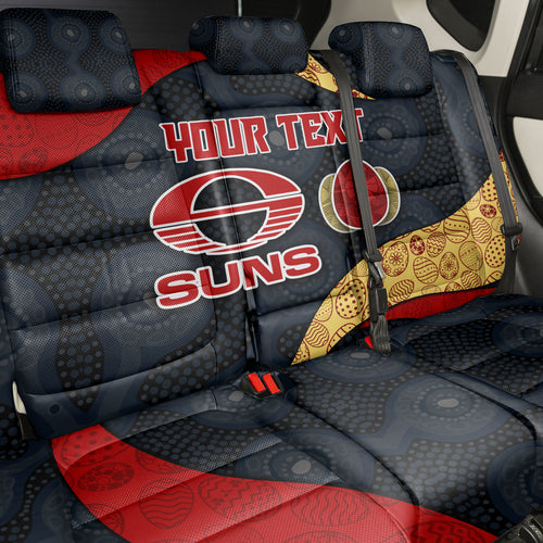 Personalized Suns Football Back Car Seat Cover Easter Egg Pattern Red Yellow Tribal Dot Art Style