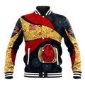 Personalized Suns Football Baseball Jacket Easter Egg Pattern Red Yellow Tribal Dot Art Style