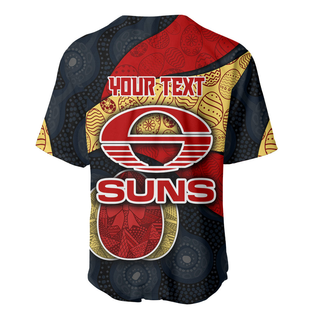 Personalized Suns Football Baseball Jersey Easter Egg Pattern Red Yellow Tribal Dot Art Style
