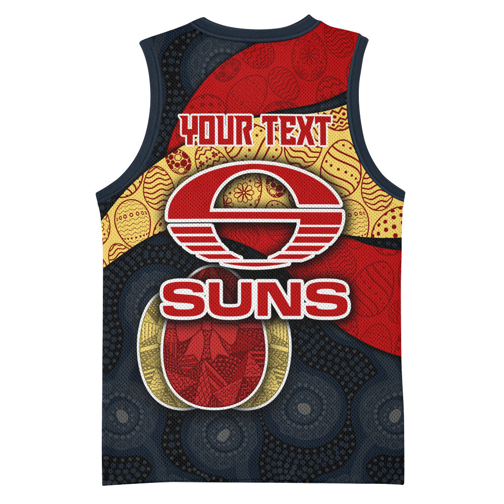 Personalized Suns Football Basketball Jersey Easter Egg Pattern Red Yellow Tribal Dot Art Style