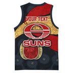 Personalized Suns Football Basketball Jersey Easter Egg Pattern Red Yellow Tribal Dot Art Style