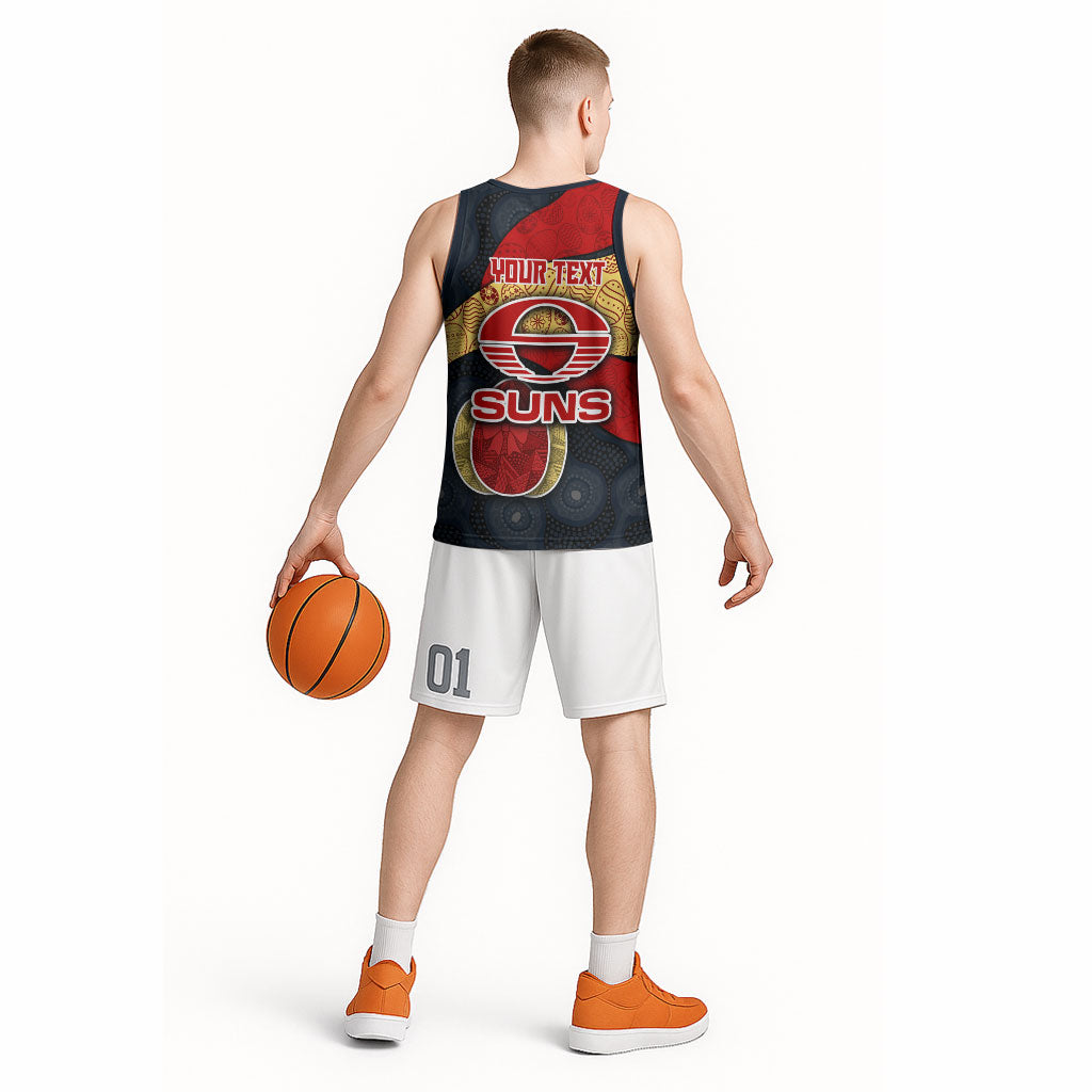 Personalized Suns Football Basketball Jersey Easter Egg Pattern Red Yellow Tribal Dot Art Style