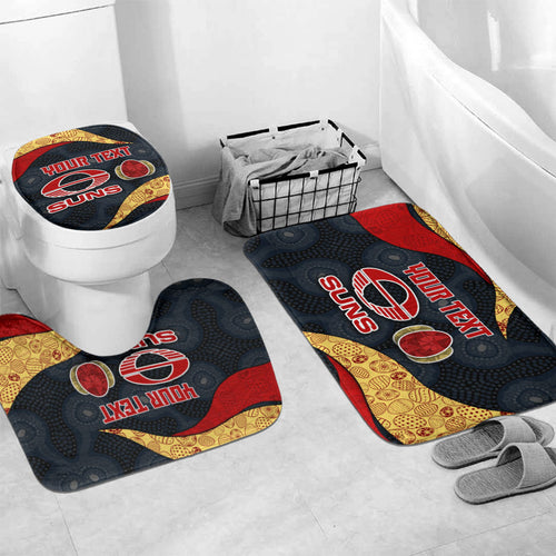 Personalized Suns Football Bathroom Set Easter Egg Pattern Red Yellow Tribal Dot Art Style