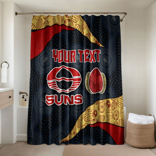 Personalized Suns Football Bathroom Set Easter Egg Pattern Red Yellow Tribal Dot Art Style