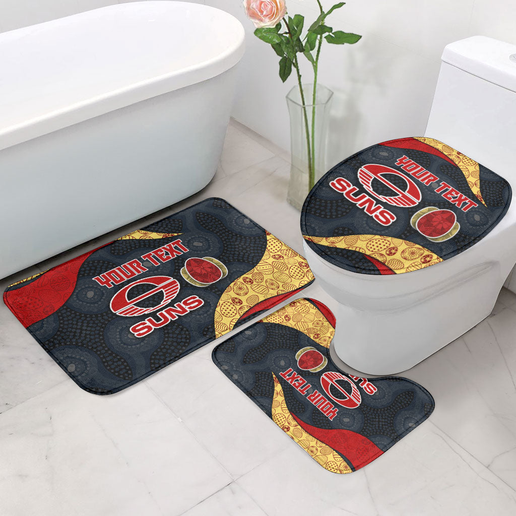 Personalized Suns Football Bathroom Set Easter Egg Pattern Red Yellow Tribal Dot Art Style