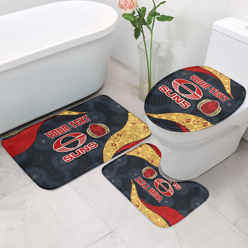 Personalized Suns Football Bathroom Set Easter Egg Pattern Red Yellow Tribal Dot Art Style