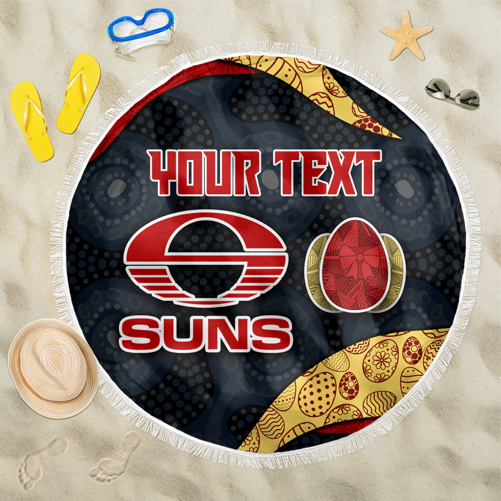 Personalized Suns Football Beach Blanket Easter Egg Pattern Red Yellow Tribal Dot Art Style