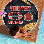 Personalized Suns Football Beach Blanket Easter Egg Pattern Red Yellow Tribal Dot Art Style