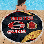 Personalized Suns Football Beach Blanket Easter Egg Pattern Red Yellow Tribal Dot Art Style