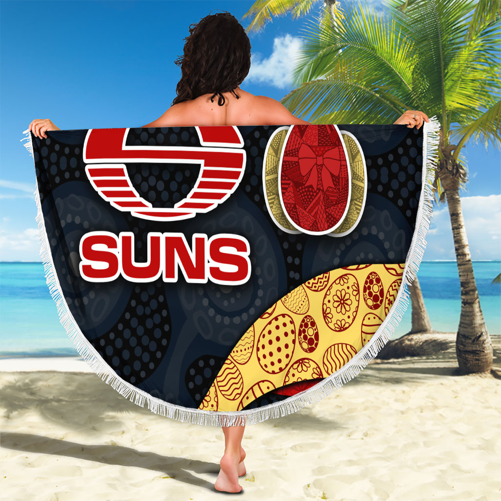 Personalized Suns Football Beach Blanket Easter Egg Pattern Red Yellow Tribal Dot Art Style