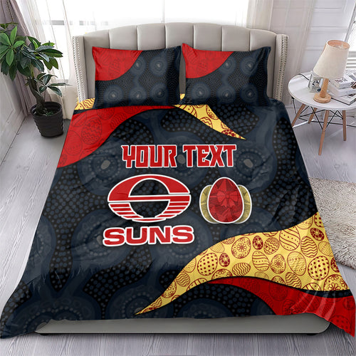 Personalized Suns Football Bedding Set Easter Egg Pattern Red Yellow Tribal Dot Art Style