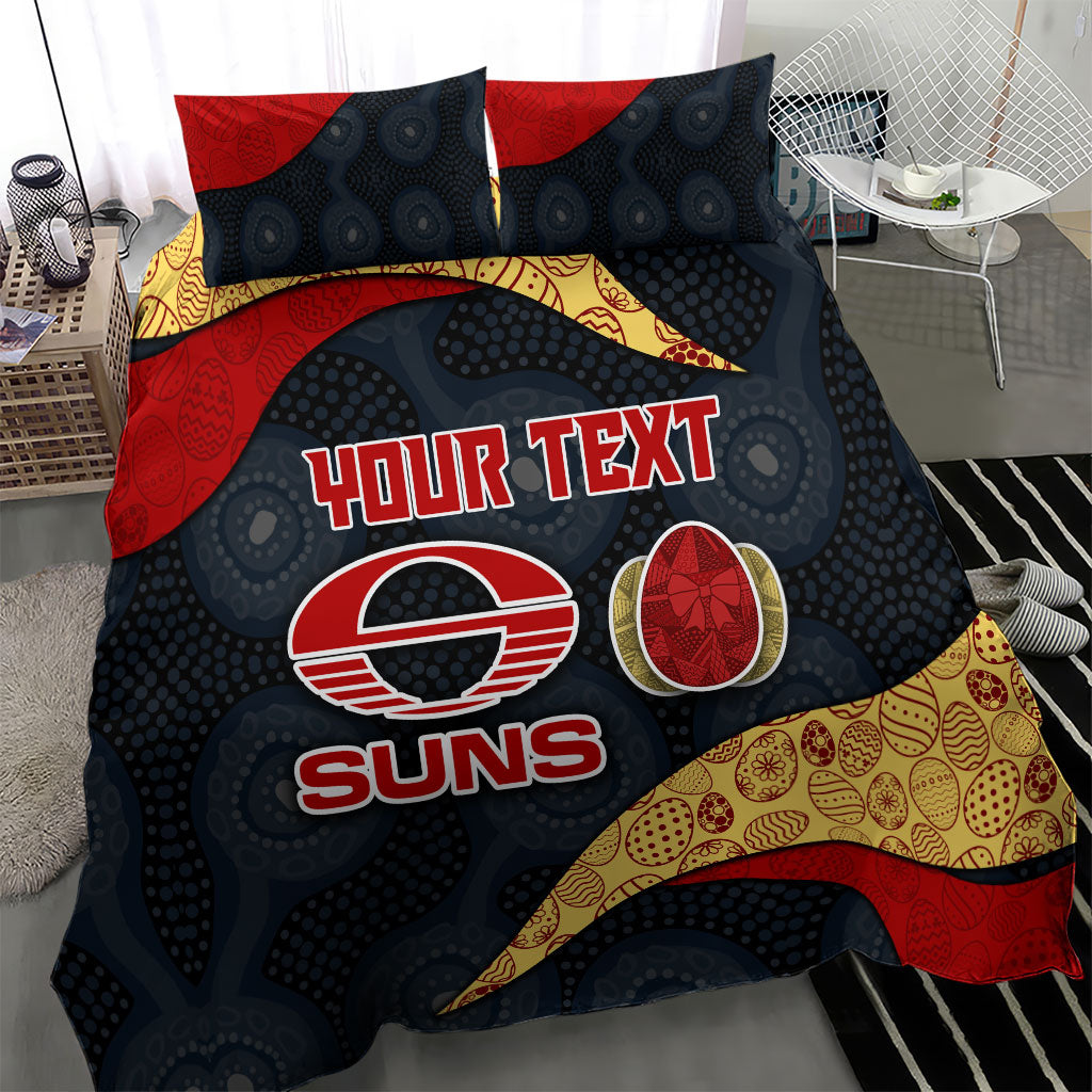 Personalized Suns Football Bedding Set Easter Egg Pattern Red Yellow Tribal Dot Art Style