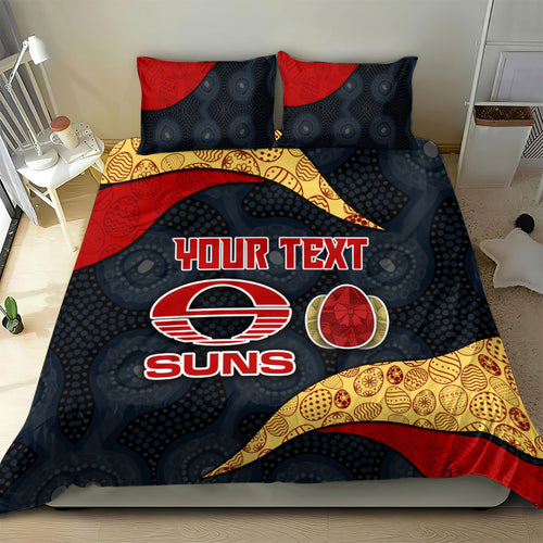 Personalized Suns Football Bedding Set Easter Egg Pattern Red Yellow Tribal Dot Art Style