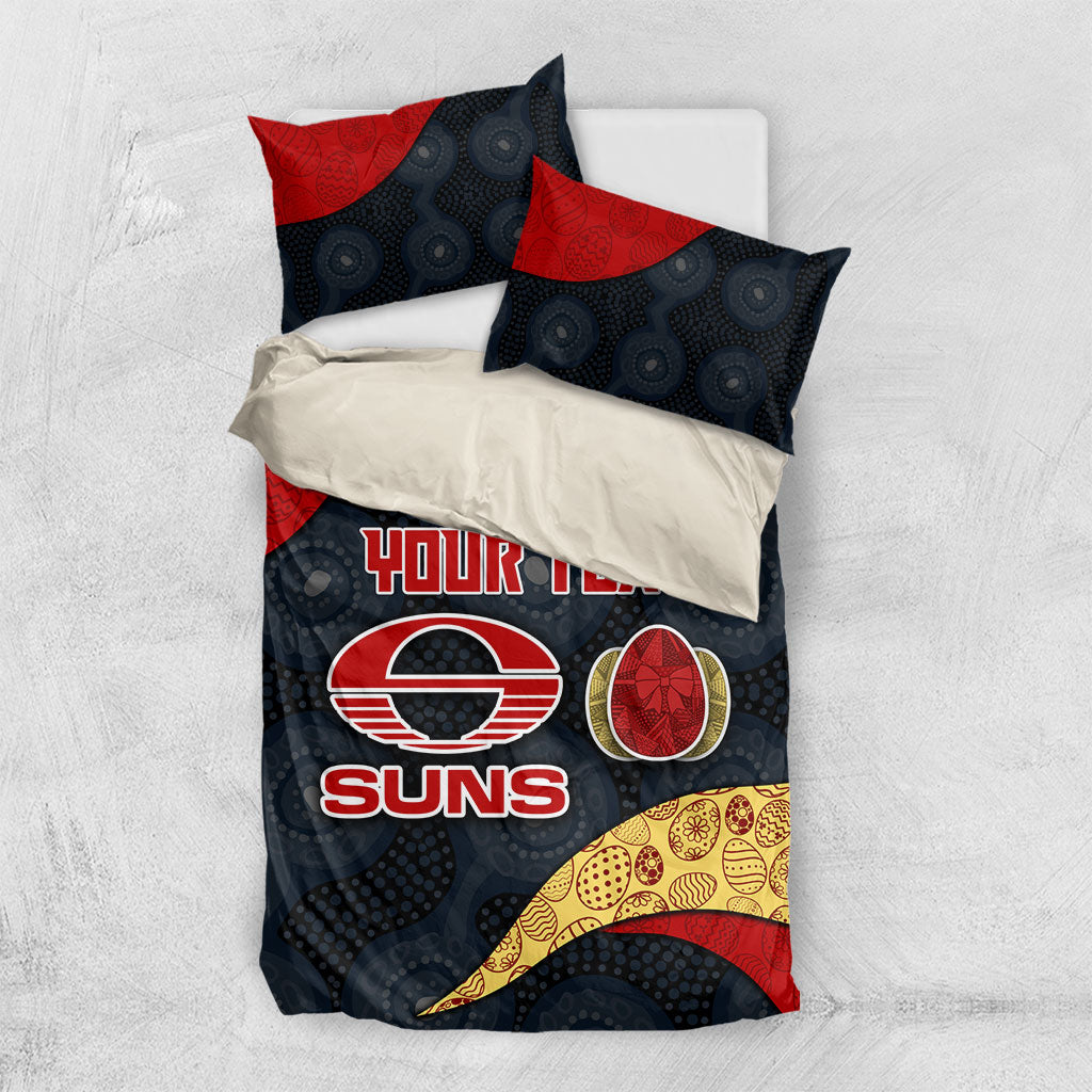 Personalized Suns Football Bedding Set Easter Egg Pattern Red Yellow Tribal Dot Art Style