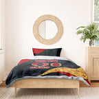 Personalized Suns Football Bedding Set Easter Egg Pattern Red Yellow Tribal Dot Art Style