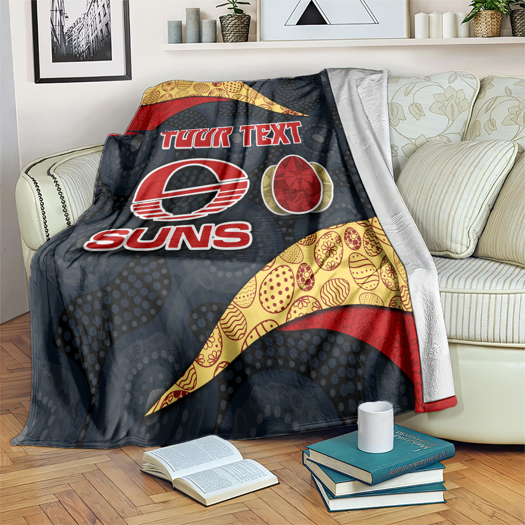 Personalized Suns Football Blanket Easter Egg Pattern Red Yellow Tribal Dot Art Style