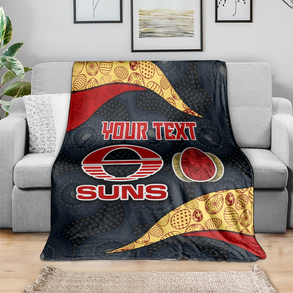Personalized Suns Football Blanket Easter Egg Pattern Red Yellow Tribal Dot Art Style