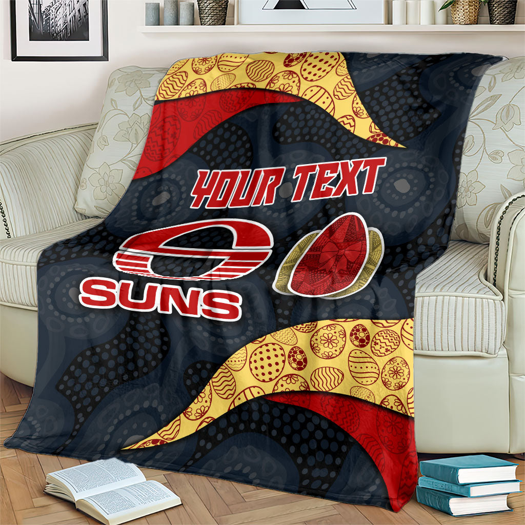 Personalized Suns Football Blanket Easter Egg Pattern Red Yellow Tribal Dot Art Style