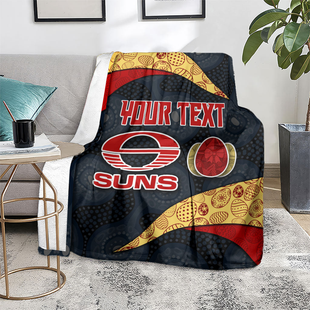 Personalized Suns Football Blanket Easter Egg Pattern Red Yellow Tribal Dot Art Style