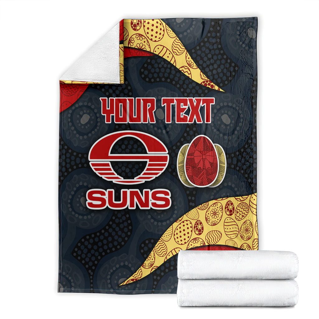 Personalized Suns Football Blanket Easter Egg Pattern Red Yellow Tribal Dot Art Style