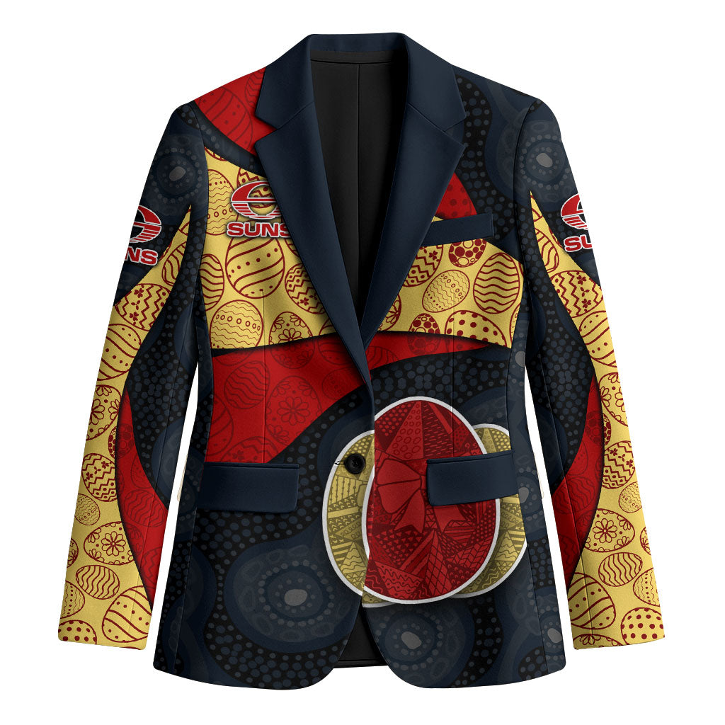 Personalized Suns Football Blazer Easter Egg Pattern Red Yellow Tribal Dot Art Style