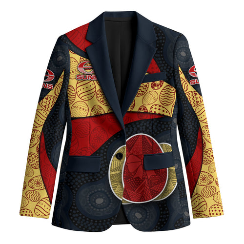 Personalized Suns Football Blazer Easter Egg Pattern Red Yellow Tribal Dot Art Style