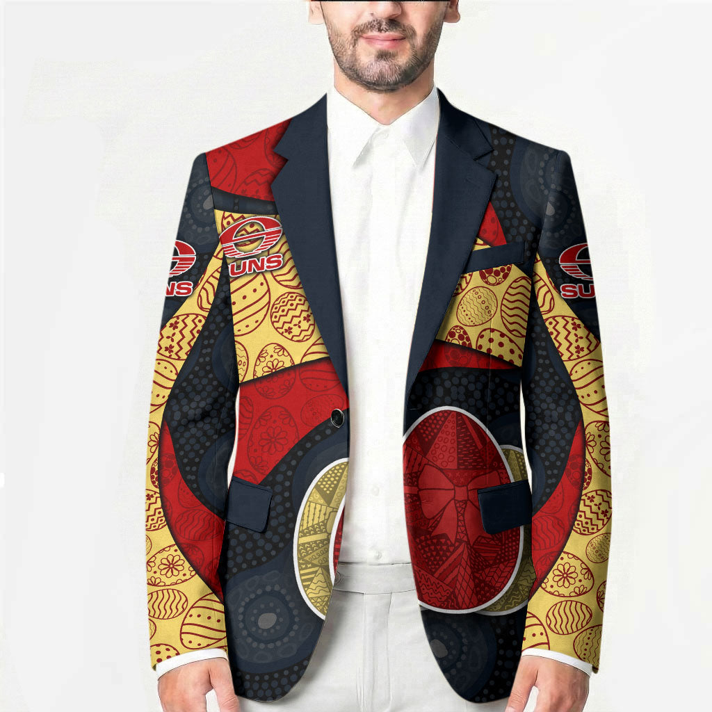 Personalized Suns Football Blazer Easter Egg Pattern Red Yellow Tribal Dot Art Style
