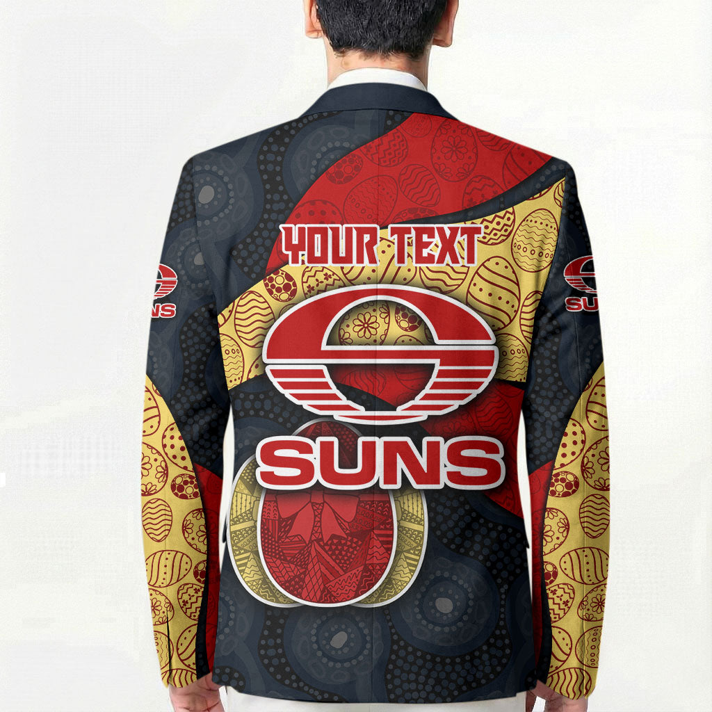 Personalized Suns Football Blazer Easter Egg Pattern Red Yellow Tribal Dot Art Style